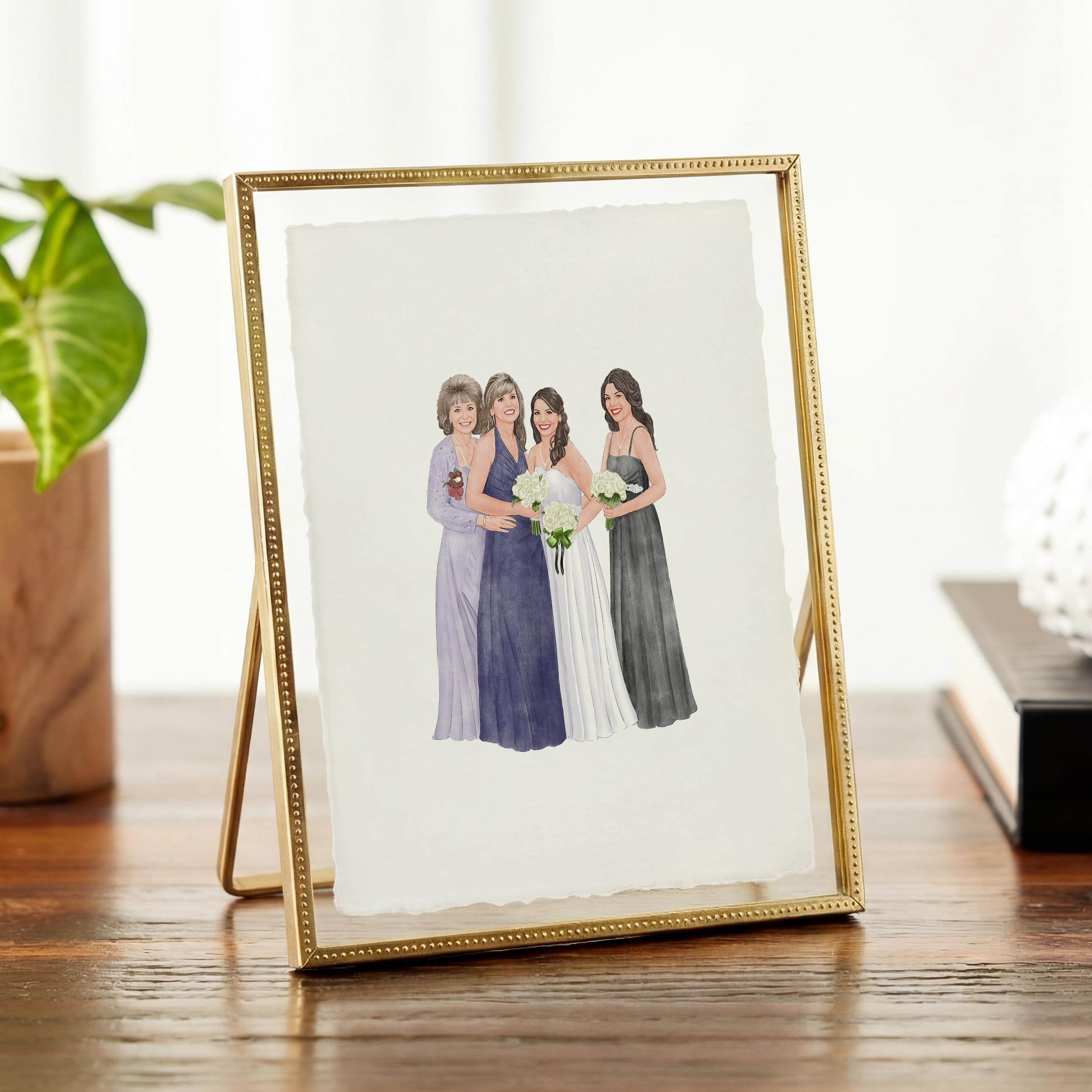 Hand Painted Watercolor Wedding Portrait