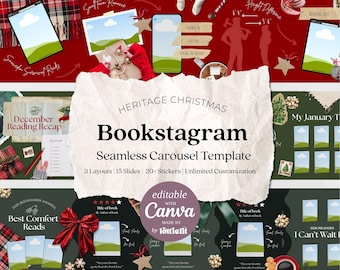 Heritage Christmas Bookstagram Carousel | Canva Templates (Digital Download)