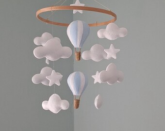 Heißluftballon Kinderzimmer Mobile: Filz Wolke & Stern Dekoration Alle Farben