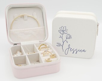 Personalized Floral Jewelry Case, Bridesmaid Gift