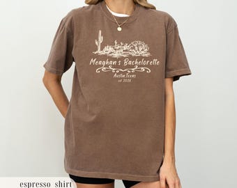 Camisa vaquera personalizada con colores cómodos para despedida de soltera, camiseta nupcial de Nashville
