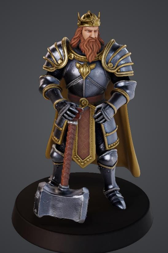 King Matt Paladin Miniature STL - 32mm Tabletop Fantasy Hero for DnD, Pathfinder and Wargames - 3D Print Mini