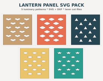 Lantern SVG Laser Cut Files, 5 Luminary Panel Designs DXF, Candle Light Decor, Glowforge, Instant Download