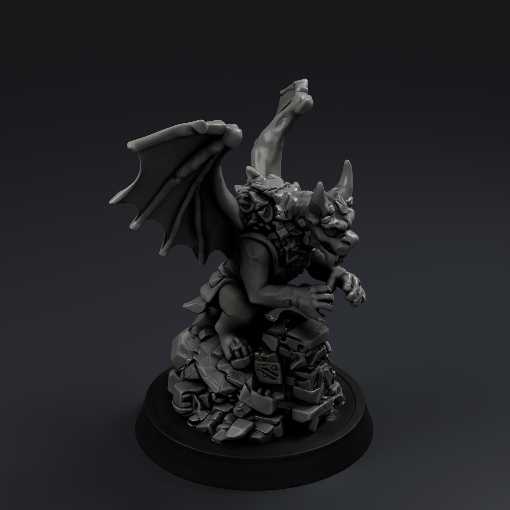 Stone Gargoyle 3 STL File - Fantasy Tabletop Miniature 28mm Wargaming 3D Print