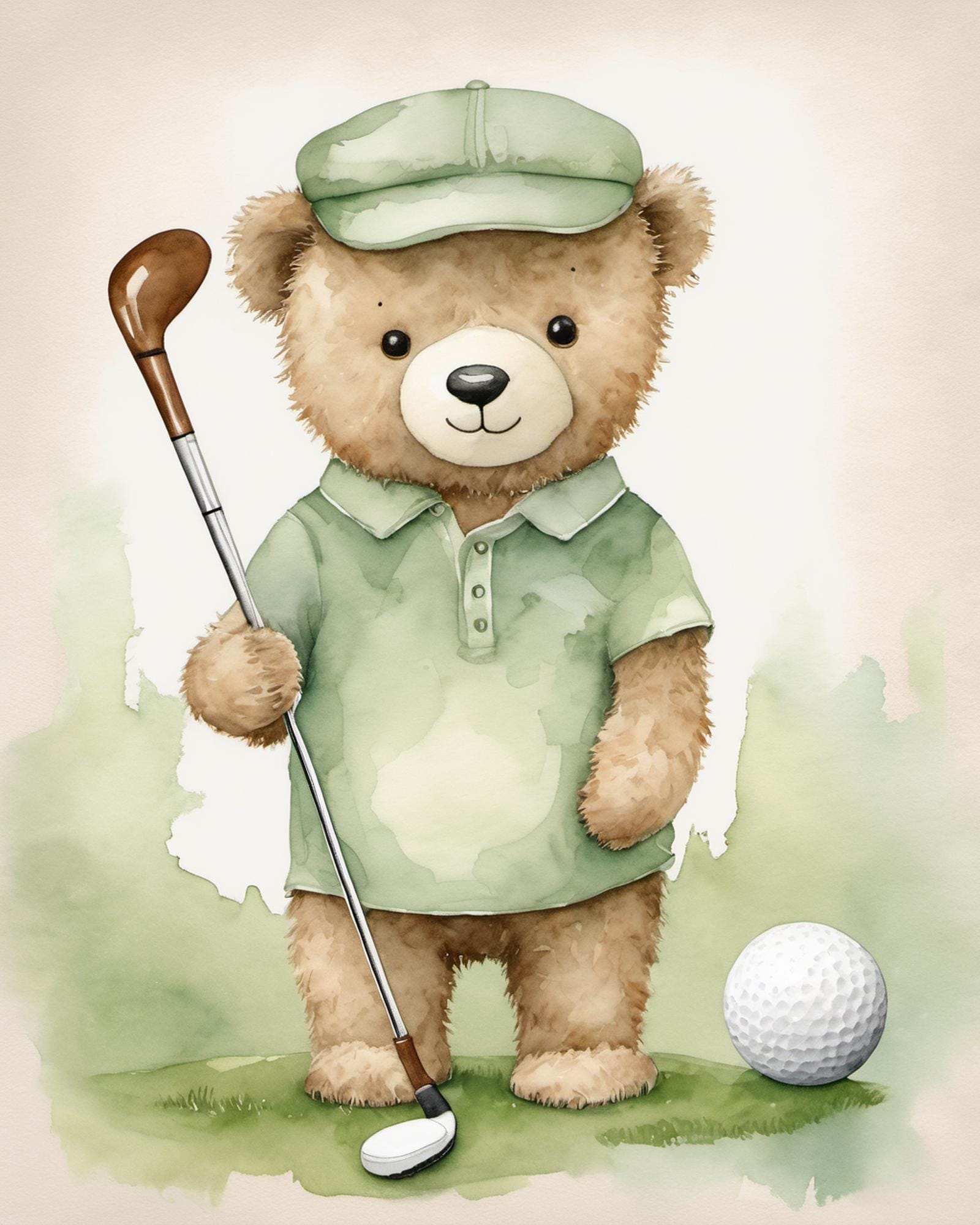 Golf Teddy Bear Wall Art