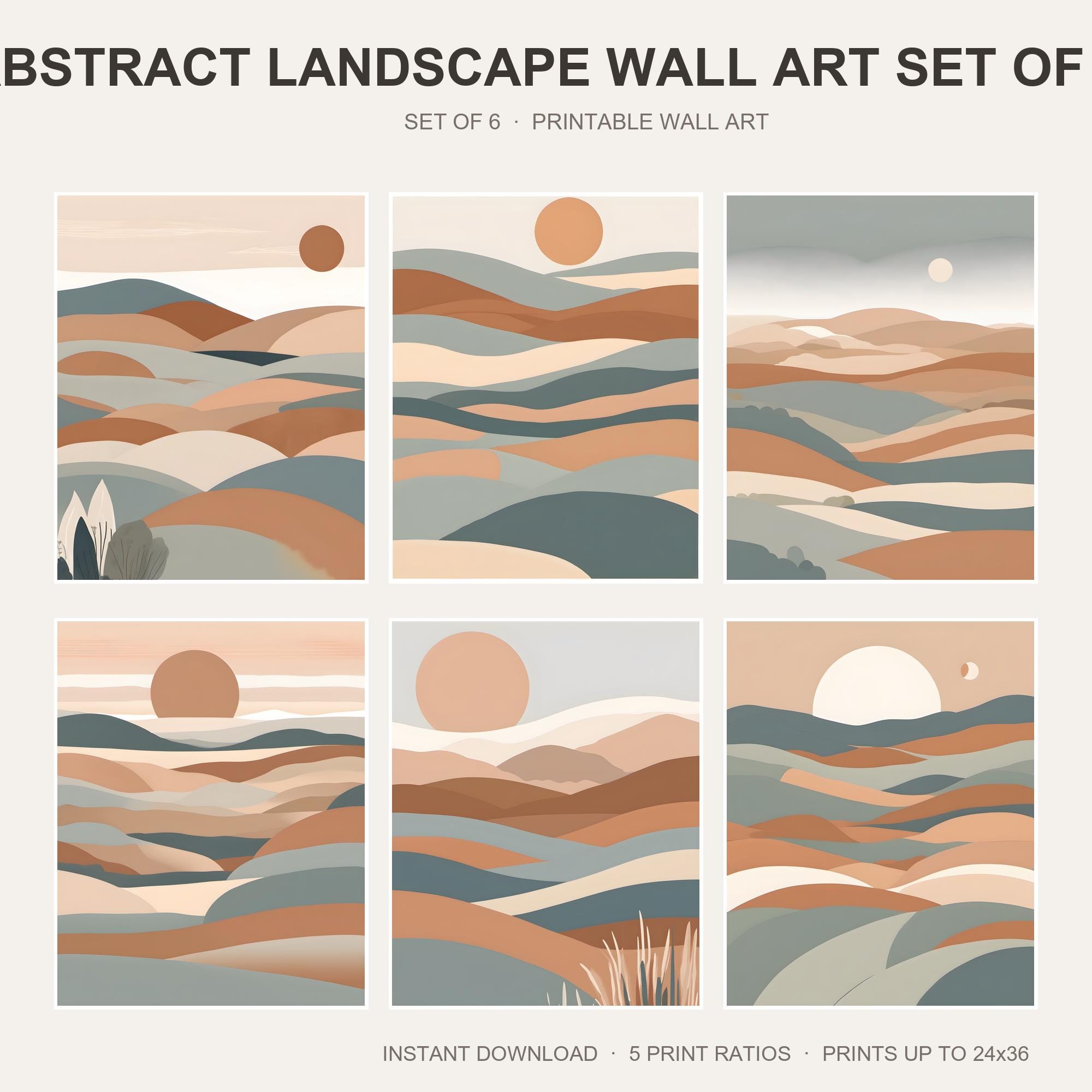Abstract Landscape Wall Art Set of 6