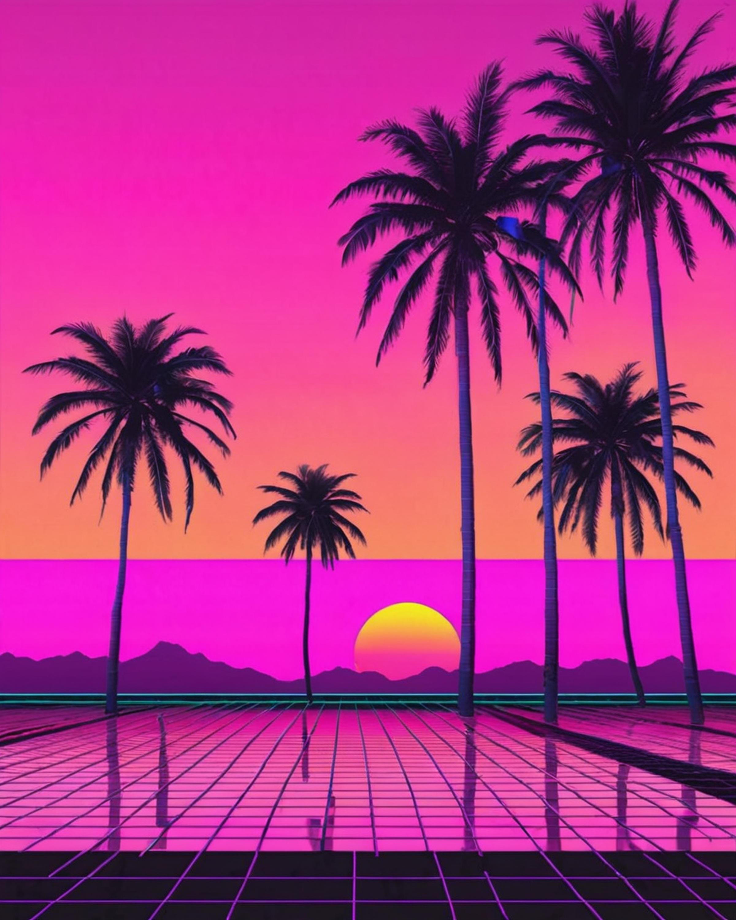 Retro Vaporwave Wall Art Set of 6