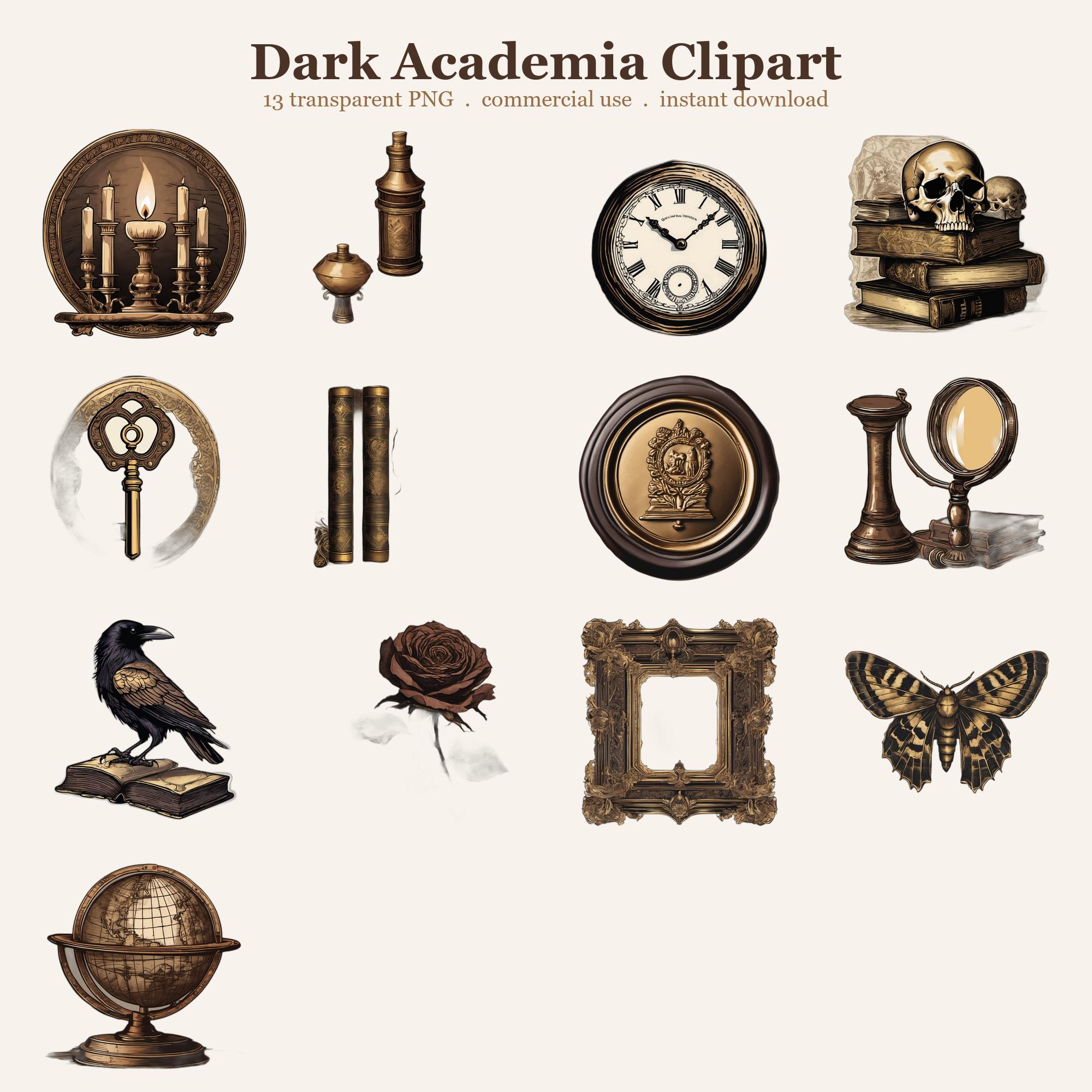 Dark Academia Clipart PNG Bundle