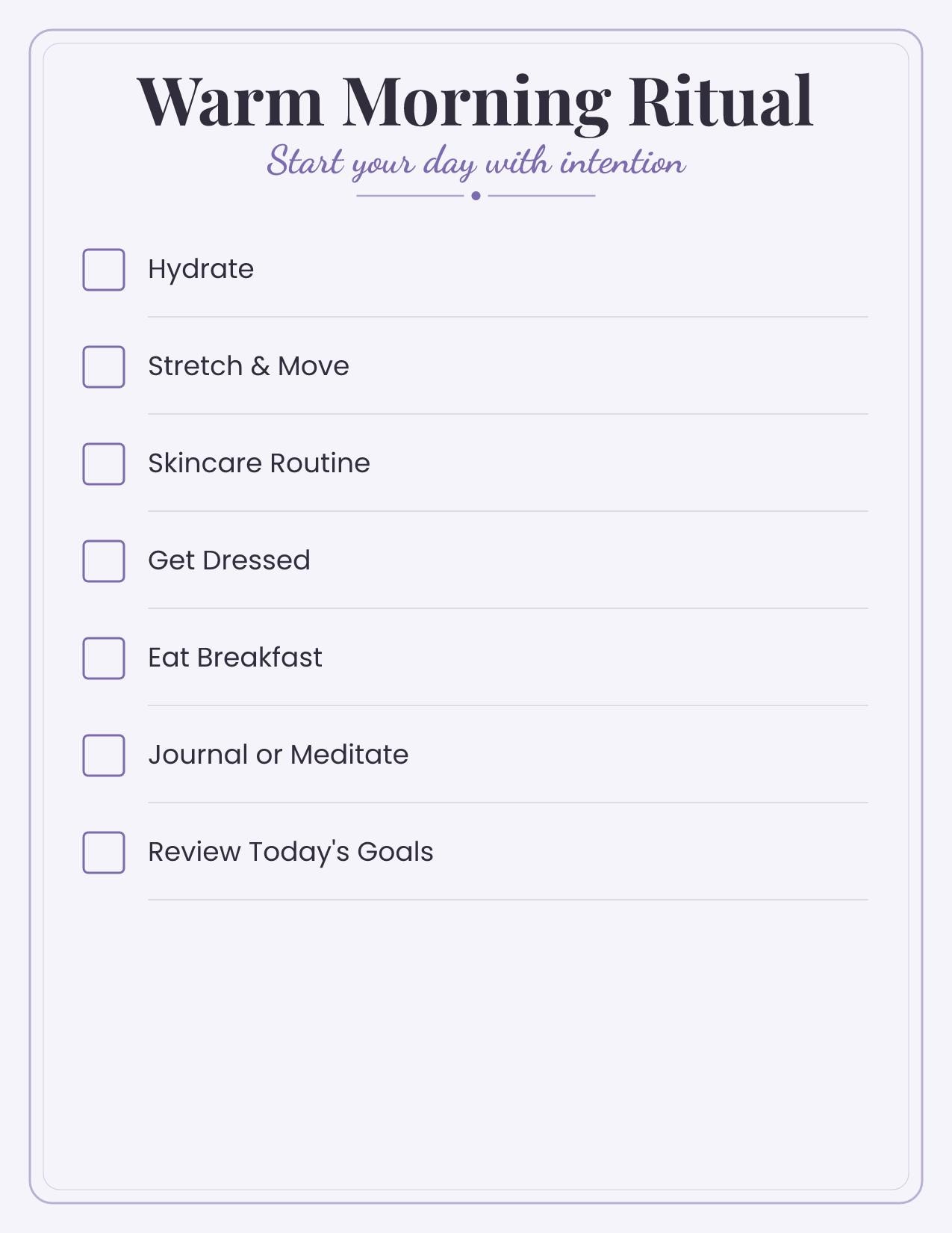Morning Routine Printable