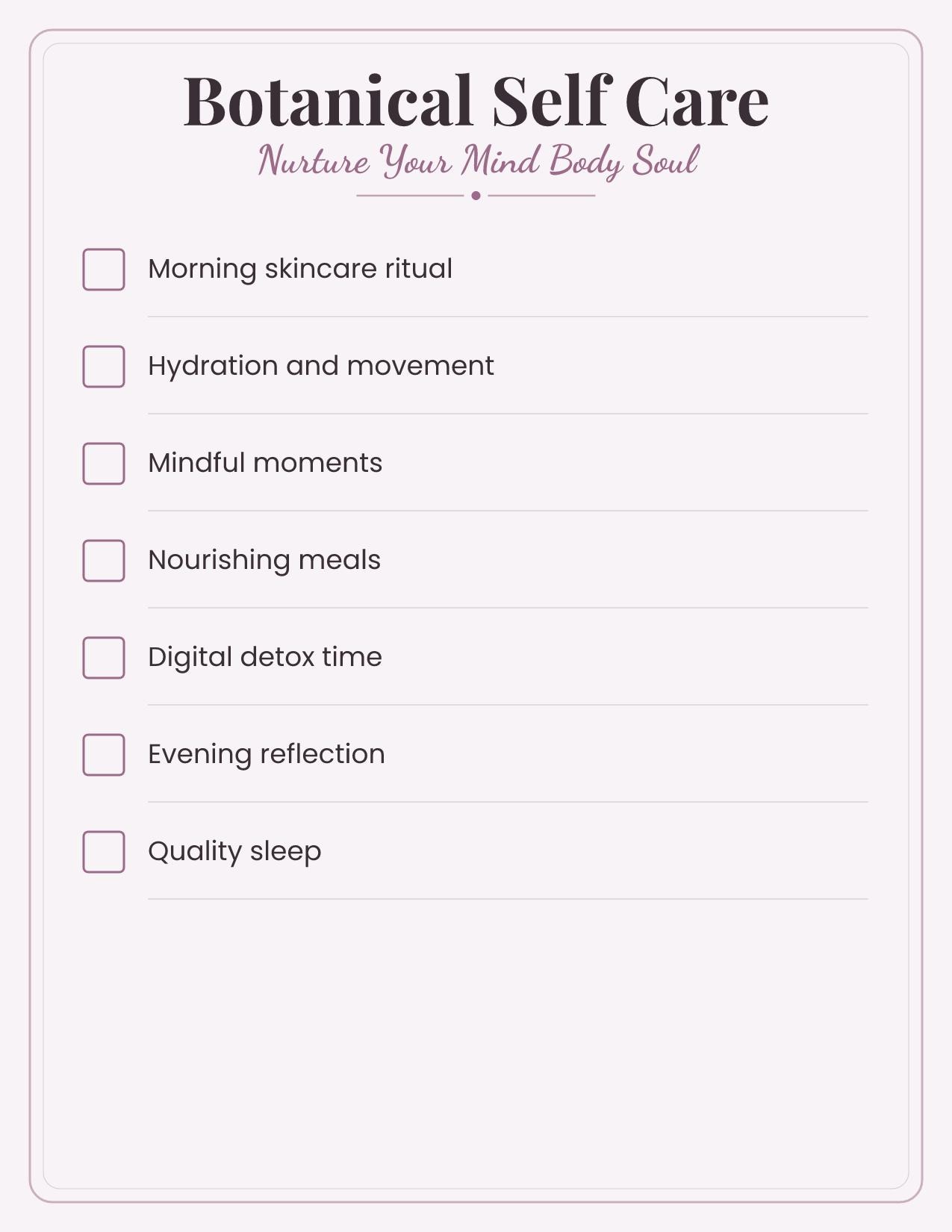 Self Care Checklist Printable