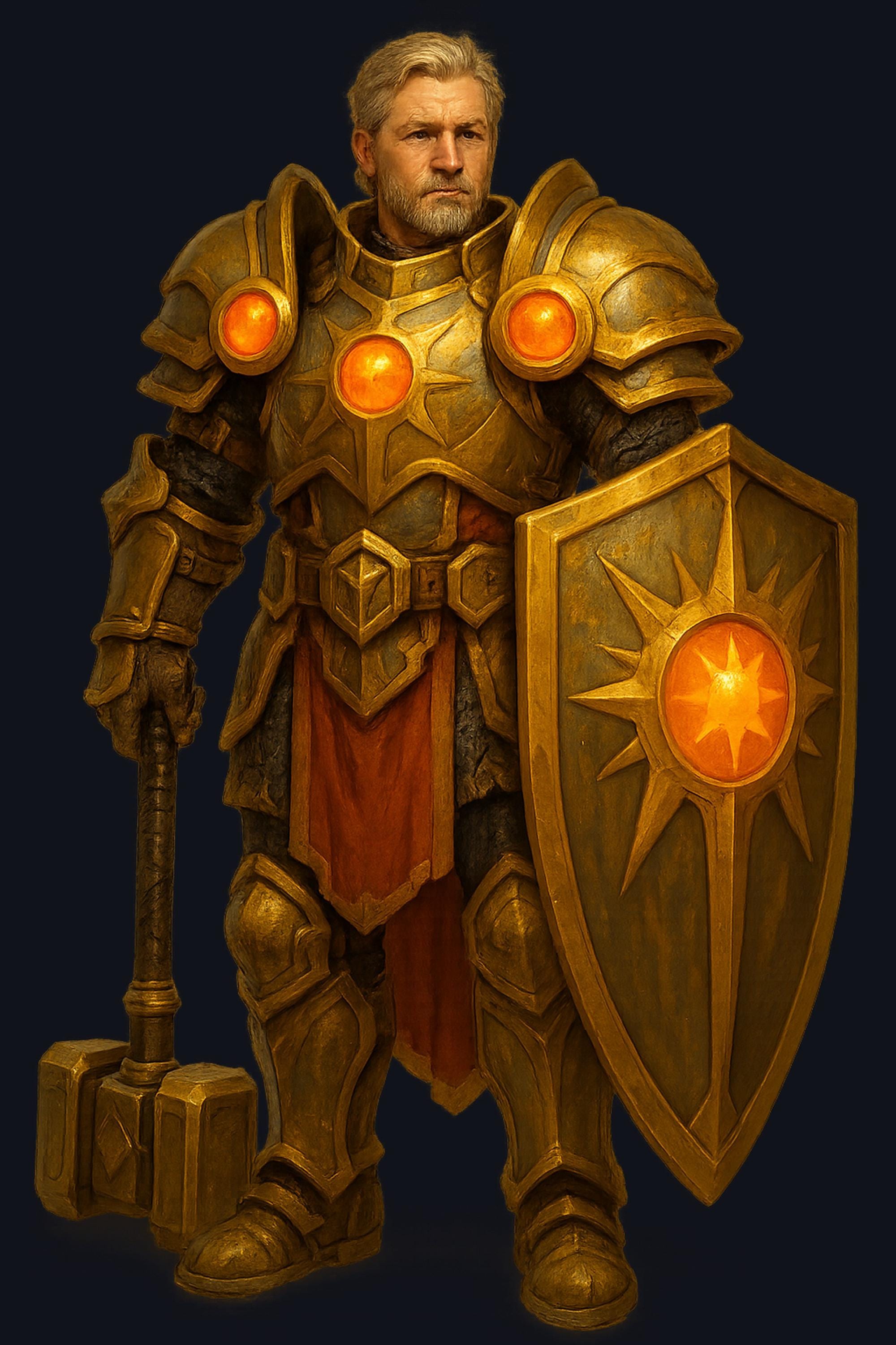 Paladin King Fantasy Wall Art Printable, Gold Knight Warrior Print, DnD Character Art Digital Download, Game Room Decor