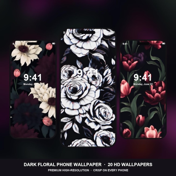 Dark Floral Phone Wallpaper
