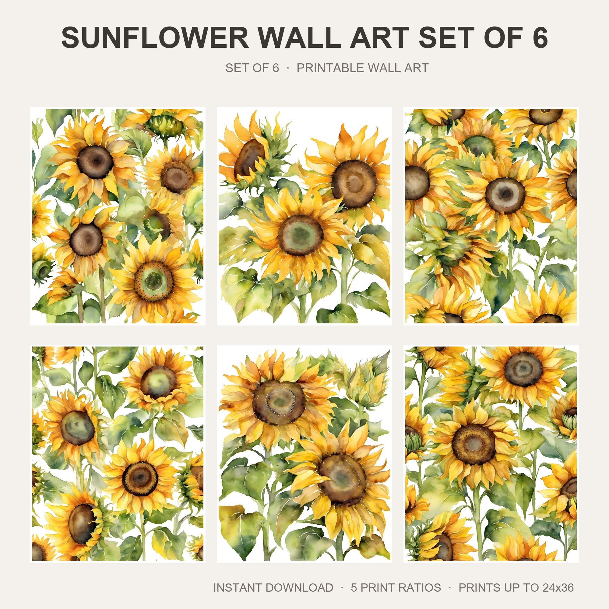 Sunflower Wall Art Set of 6
