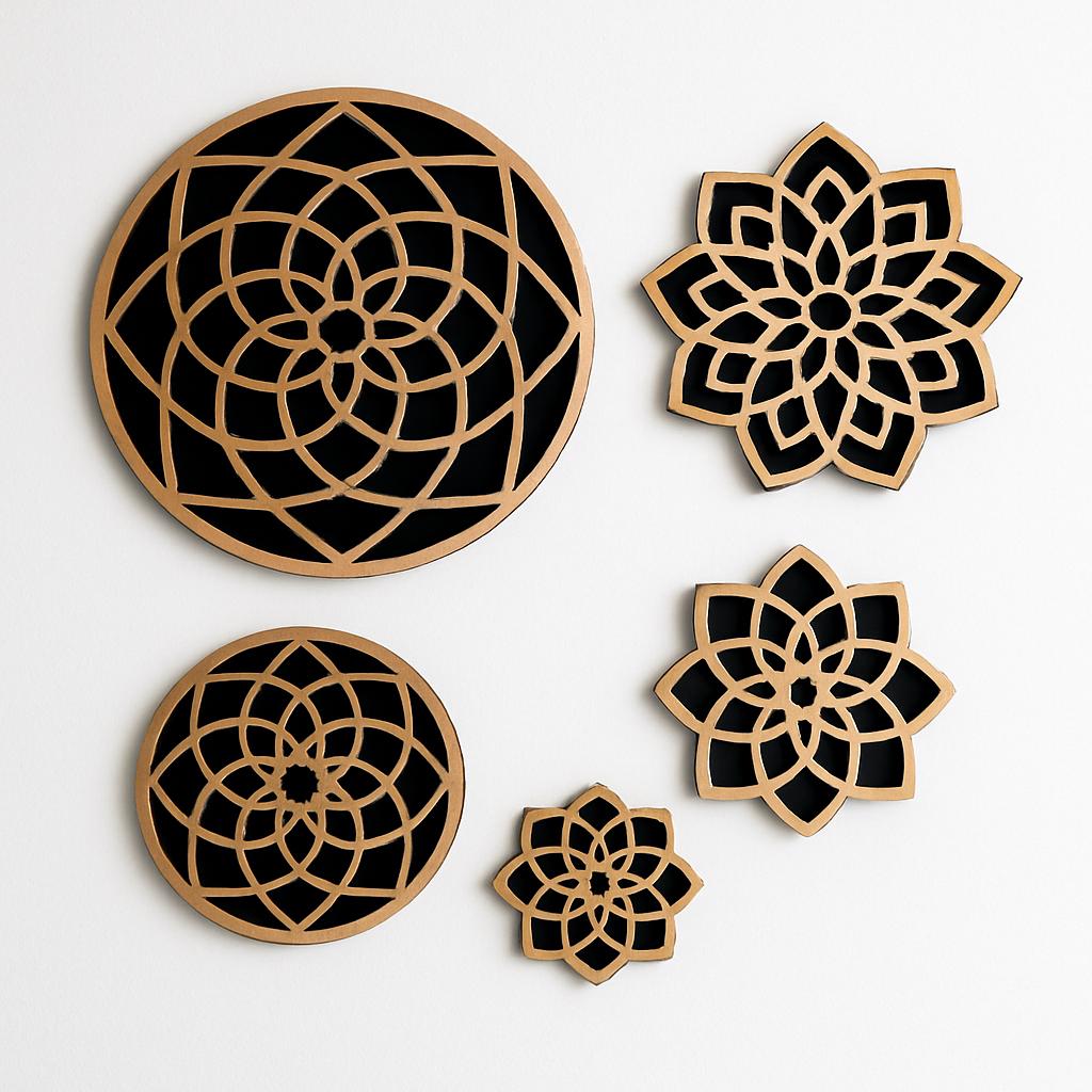 Geometric Mandala SVG Templates, Layered Laser Cut Wall Art for Wood, 7 Files DXF, Instant Download