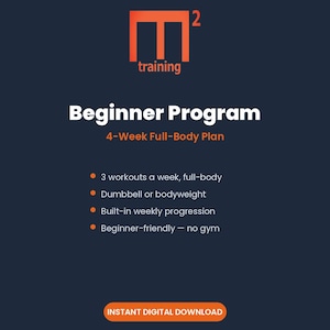 M2 Beginner Workout Program | 4-Week Full-Body Dumbbell & Bodyweight Plan | Printable PDF Instant Download