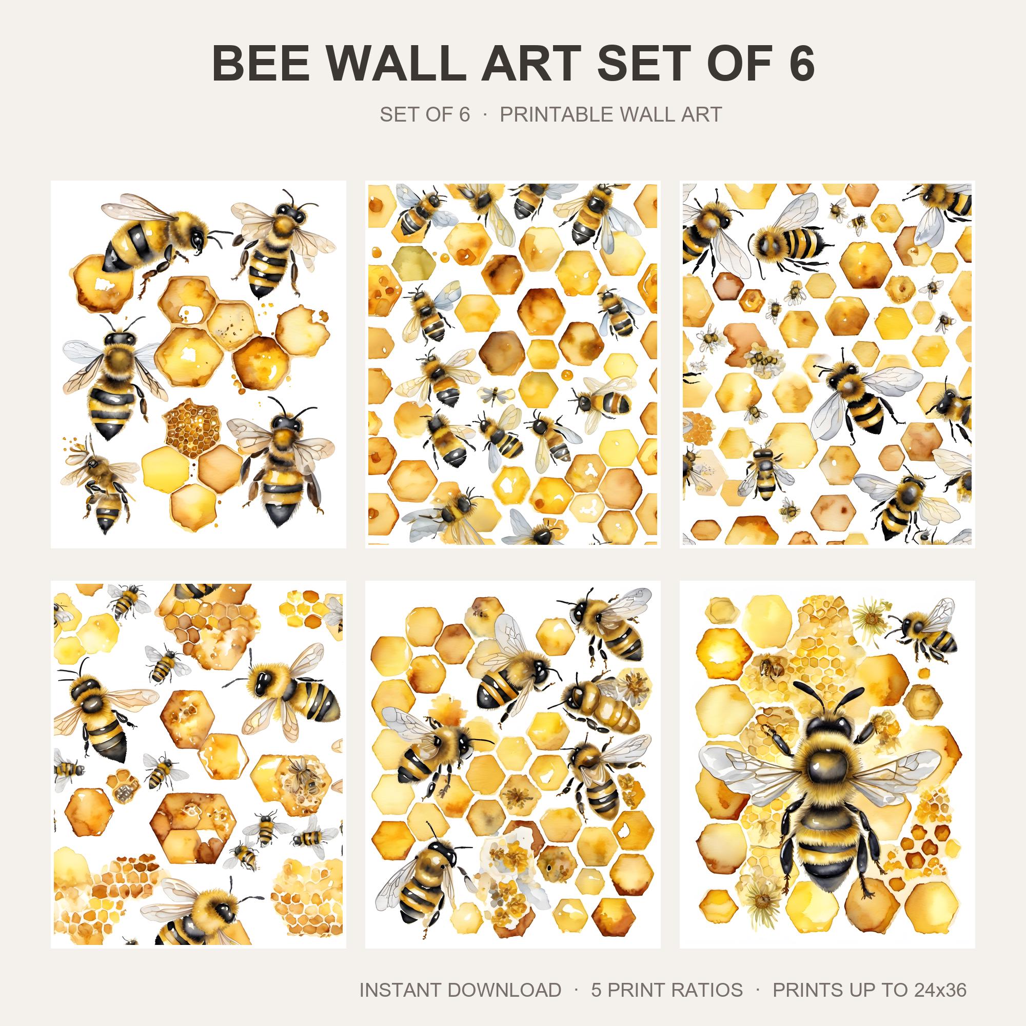 Bee Wall Art Set of 6