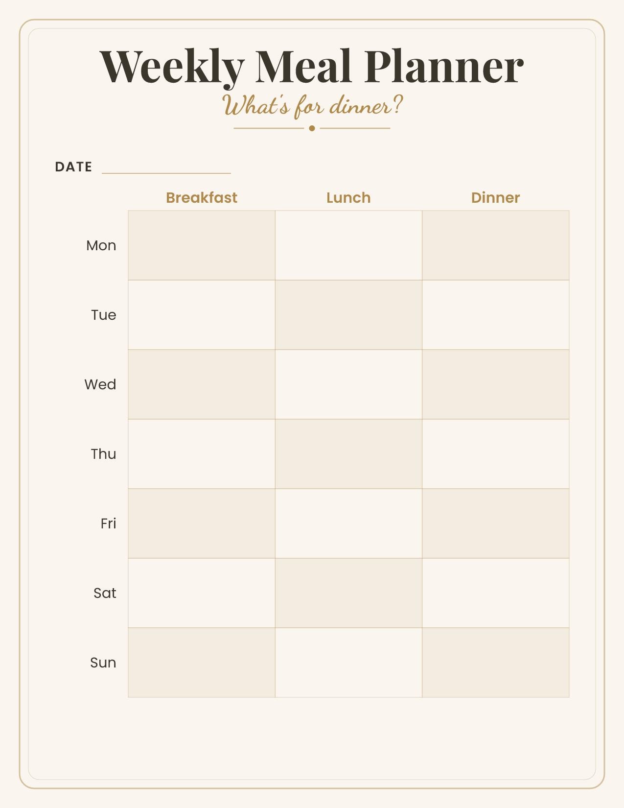 Meal Planner Printable