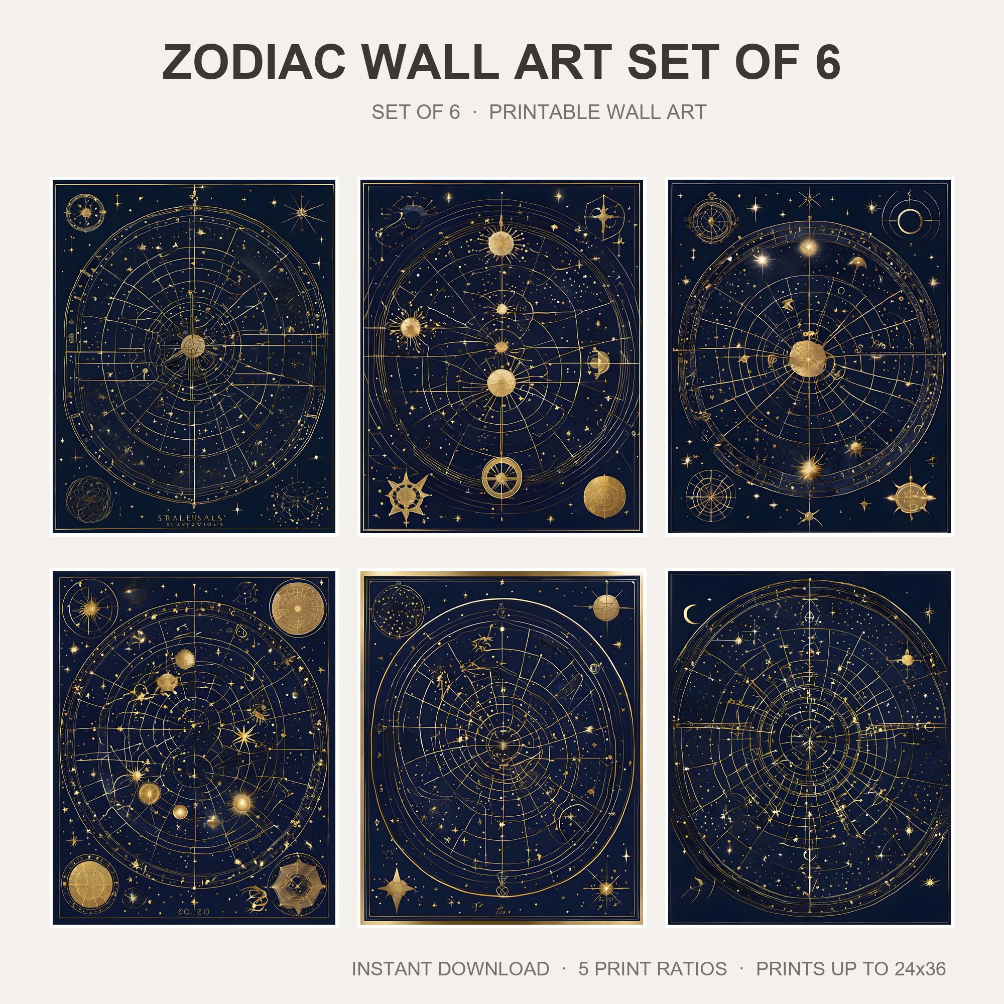 Zodiac Wall Art Set of 6