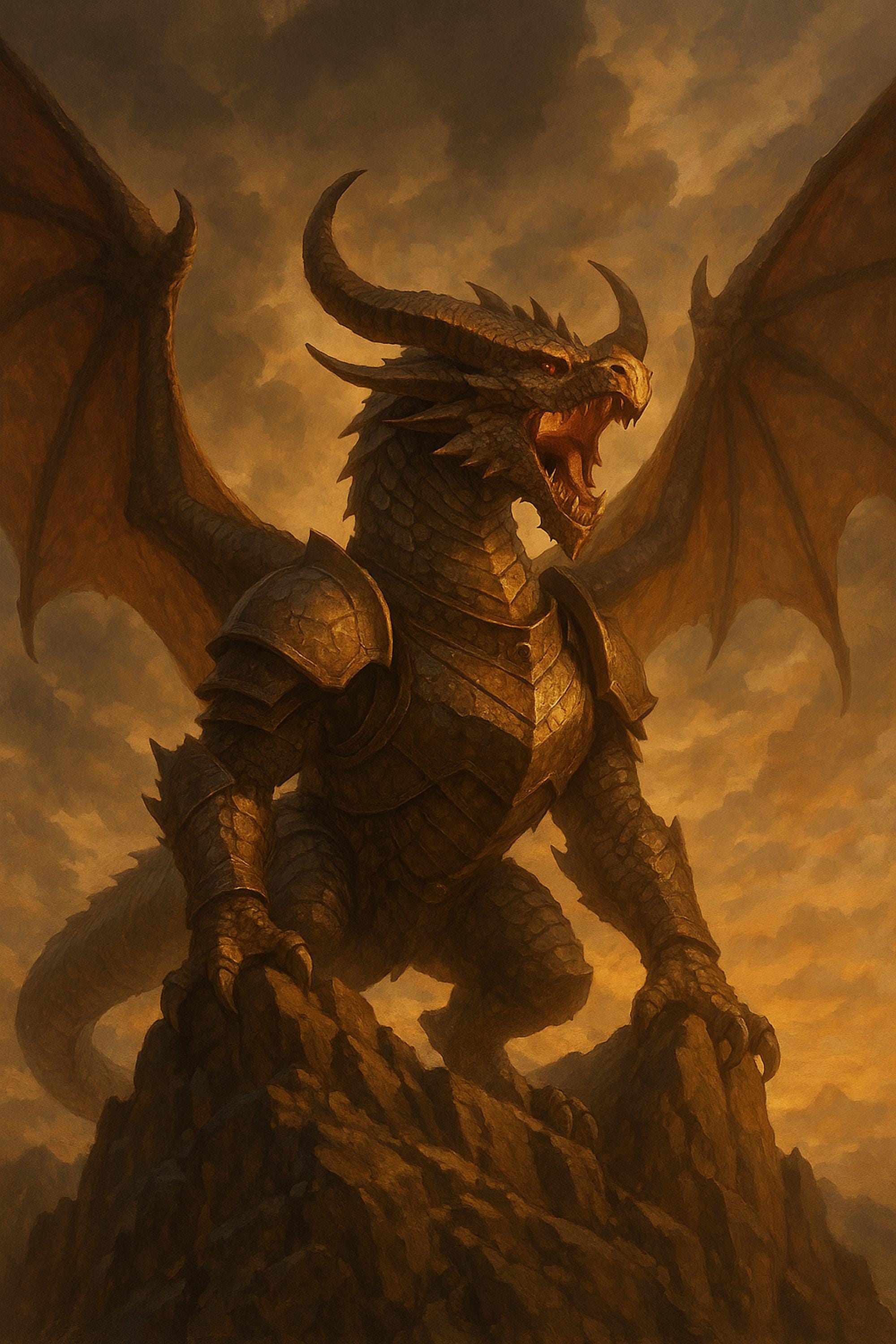 Dragon Fantasy Wall Art Printable, Epic Wyrm Monster Print, DnD Character Art Digital Download, Game Room Decor