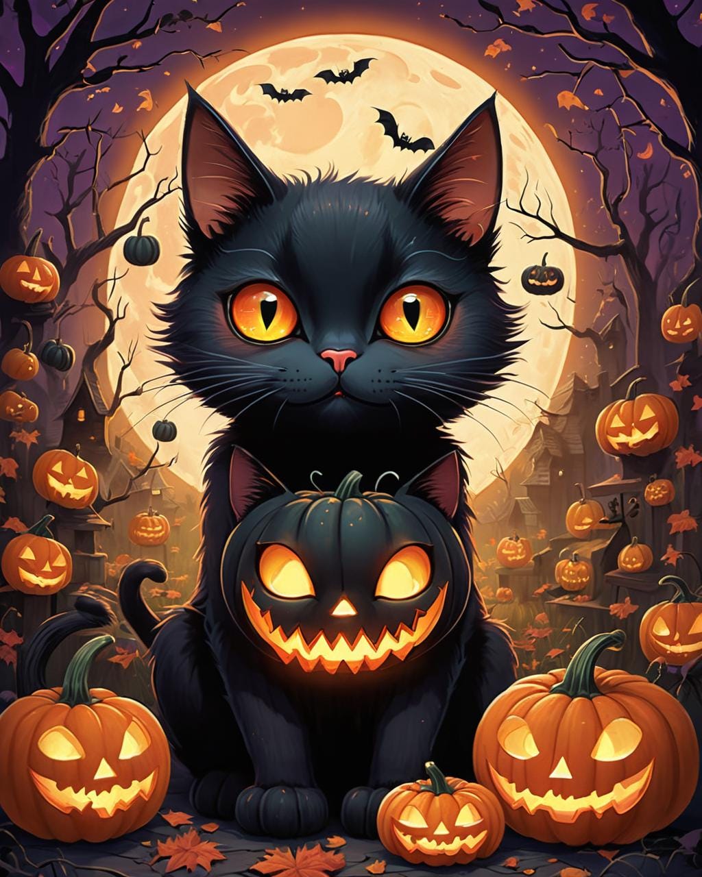 Spooky Cat Wall Art Set of 6