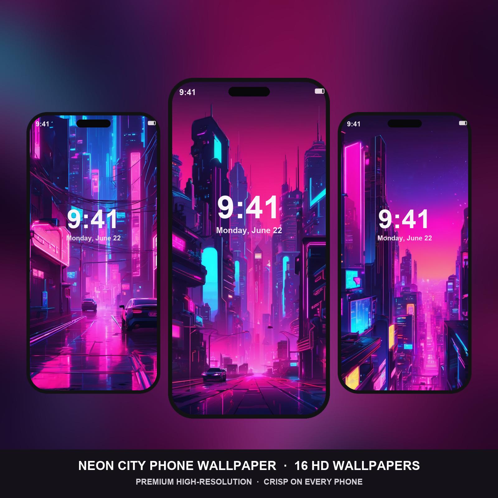 Neon City Phone Wallpaper