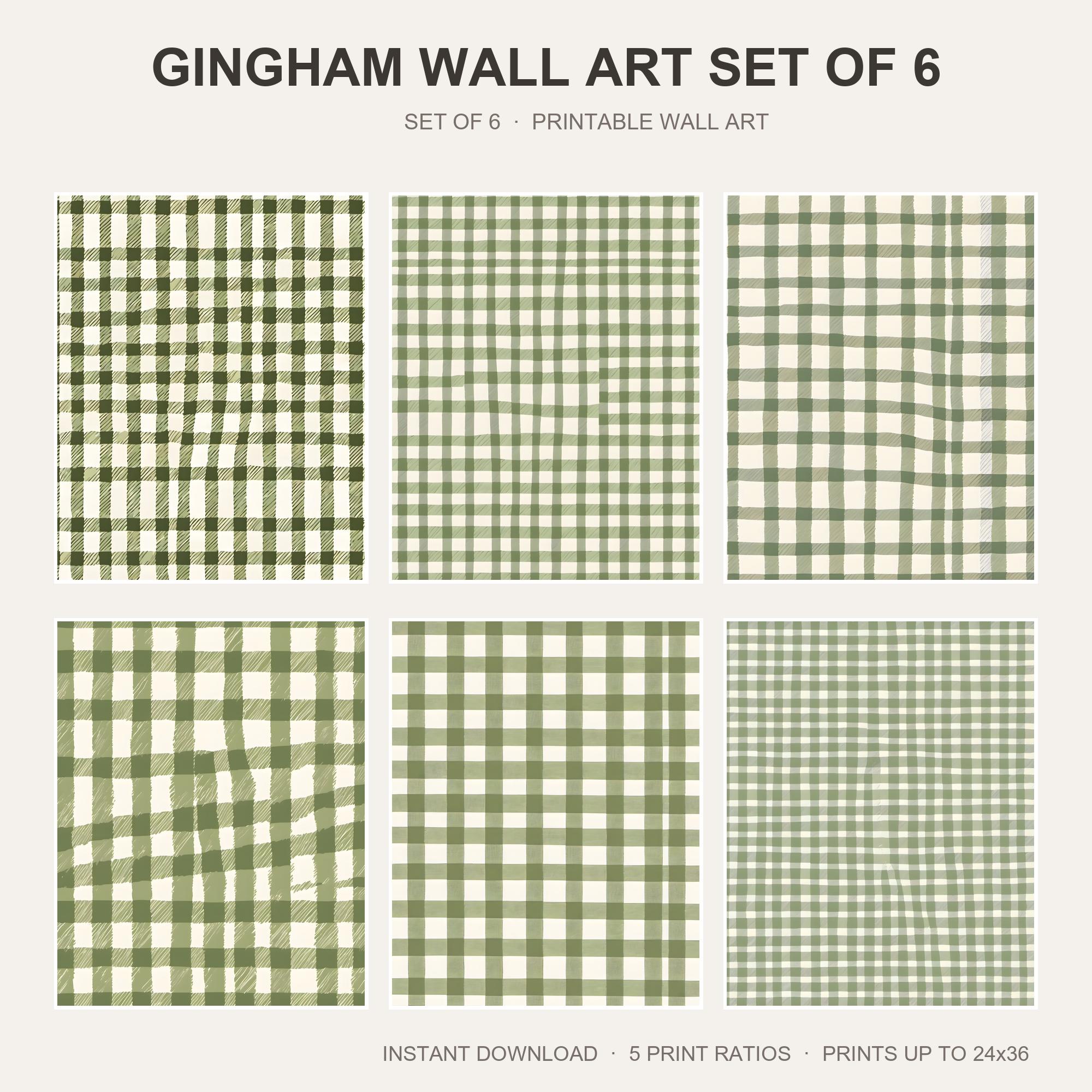 Gingham Wall Art Set of 6