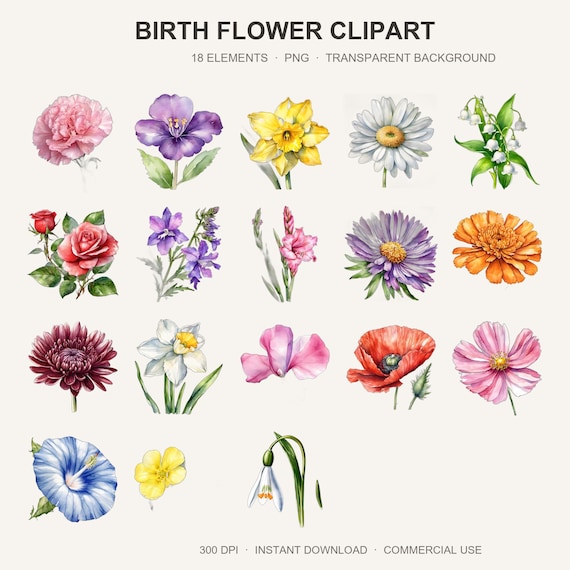 Birth Flower Clipart