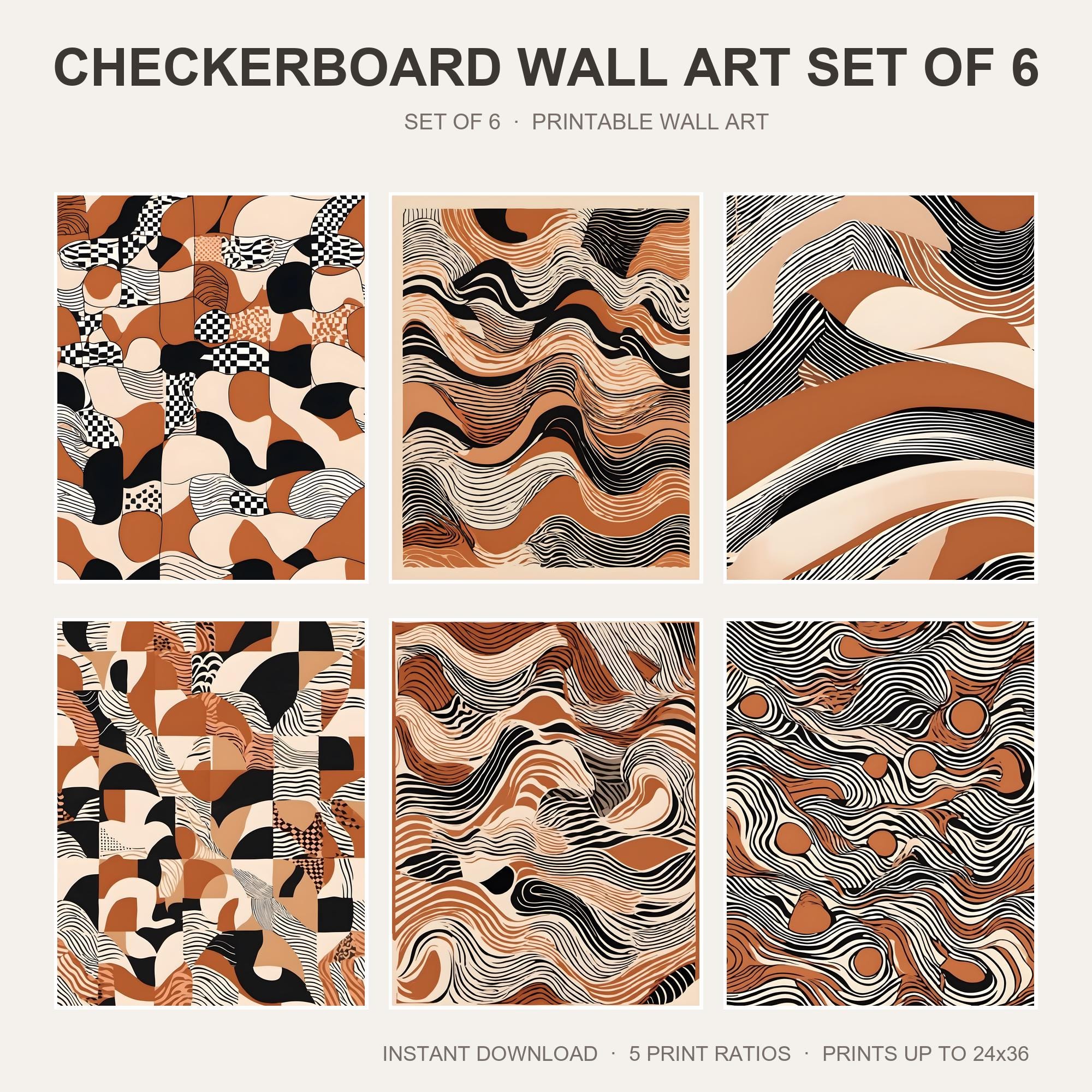 Checkerboard Wall Art Set of 6