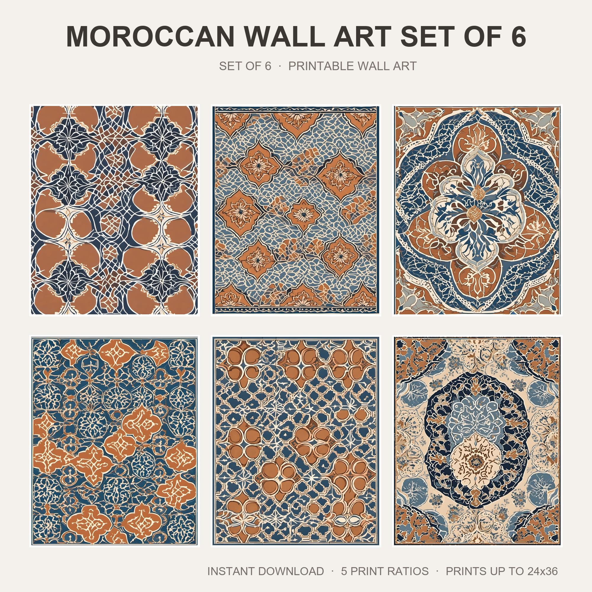 Moroccan Wall Art Set of 6