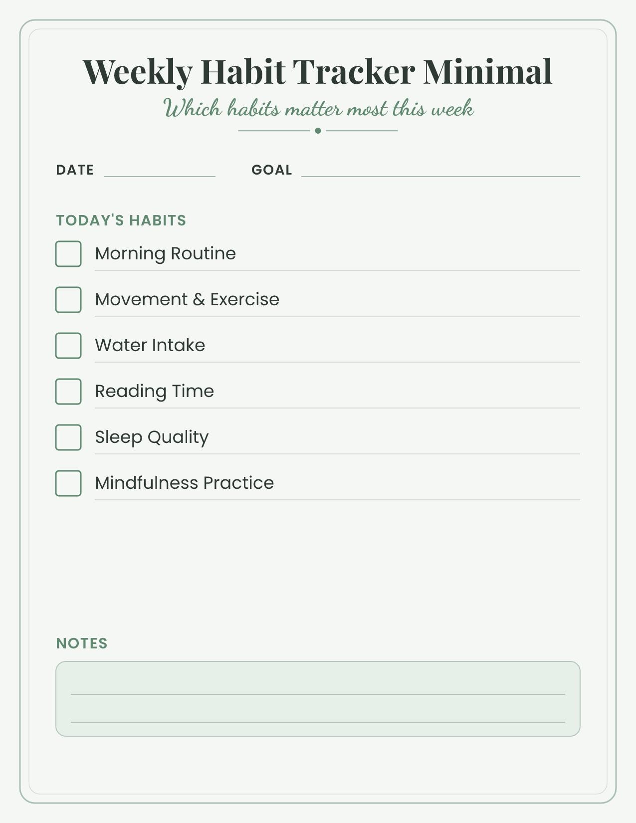 Habit Tracker Printable