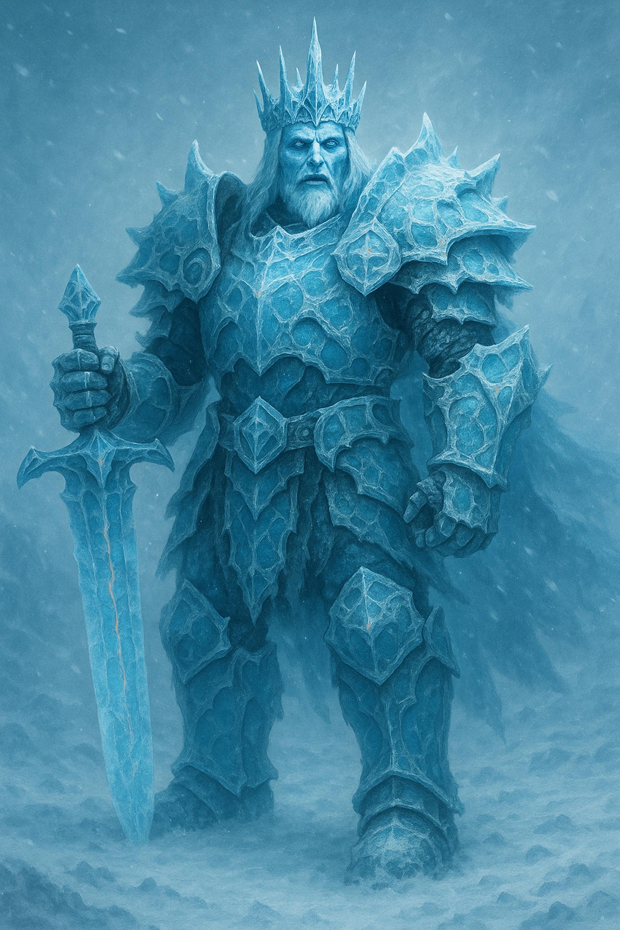 Frost King Fantasy Wall Art Printable, Ice Warrior Undead Print, DnD Character Art Digital Download, Game Room Decor