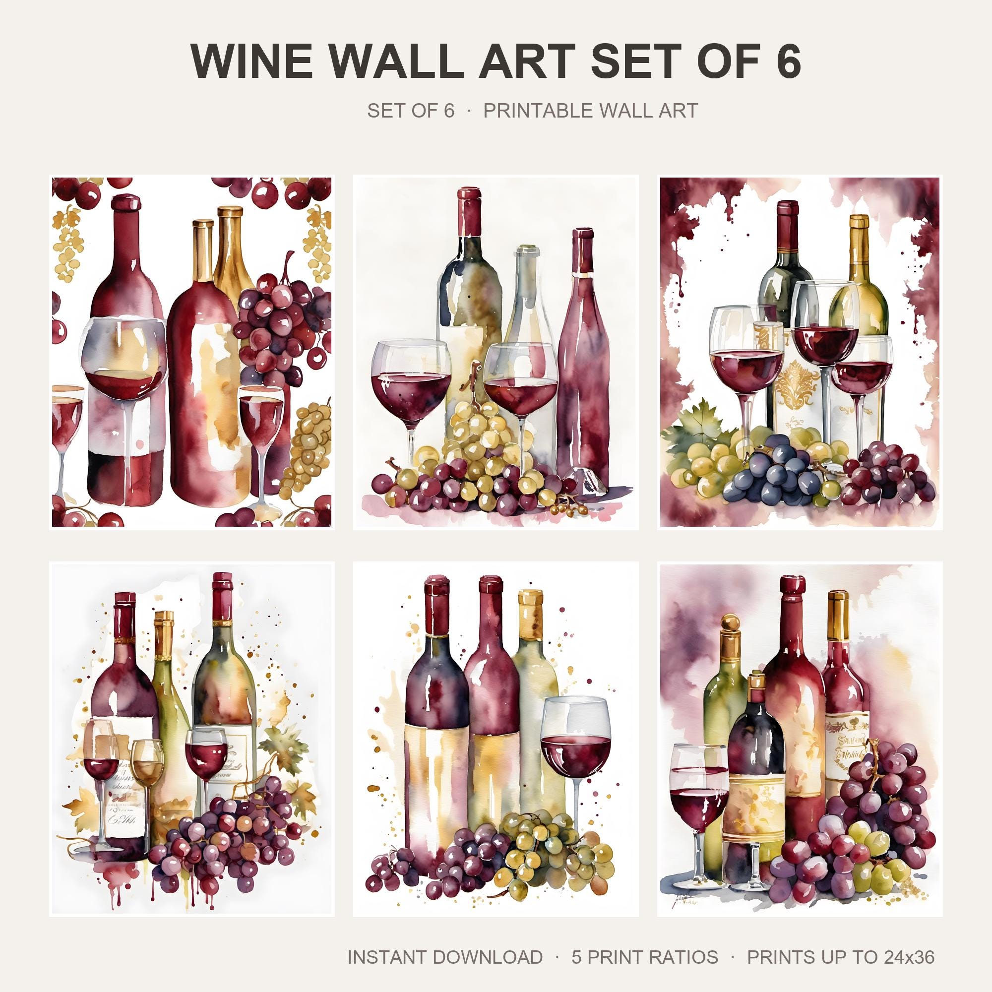 Wine Wall Art Set of 6