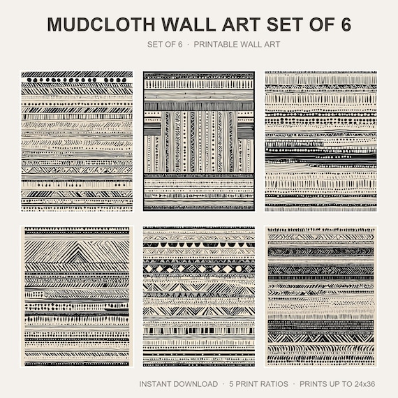 Mudcloth Wall Art Set of 6