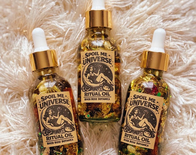 Spoil Me Universe Ritual Oil 2oz | Luxury, Endless Abundance, Money Drawing, Sweetening, Divine Favor & Alignment | Sugar Cookie Scent 60mL