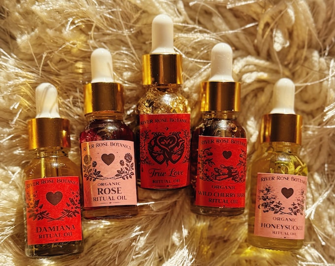 Love Ritual Oil Set | True Love, Rose, Damiana, Honeysuckle & Wild Cherry Bark for Love Attraction 15mL Oils
