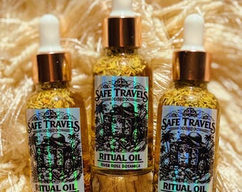 Safe Travels Ritual Oil 1oz | Protection, Peace & Smooth Journeys | Travel Blessing | Grounding | Travel Ward | Travel Anxiety Relief 30mL