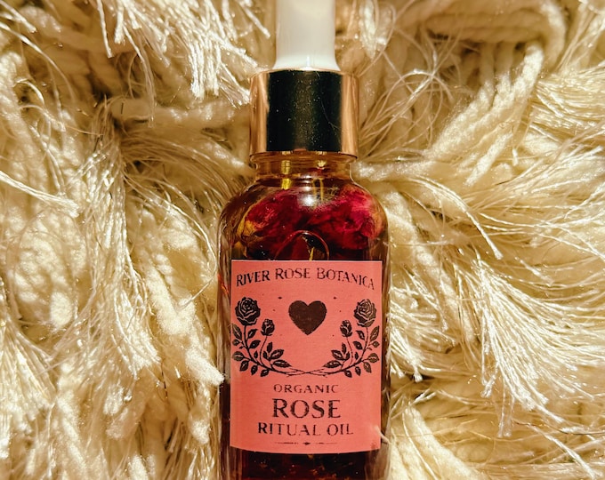 Rose Organic Ritual Oil 1oz | Love & Beauty Oil | Attraction, Self-Love, Emotional Healing, Handcrafted Spiritual Oil 30mL