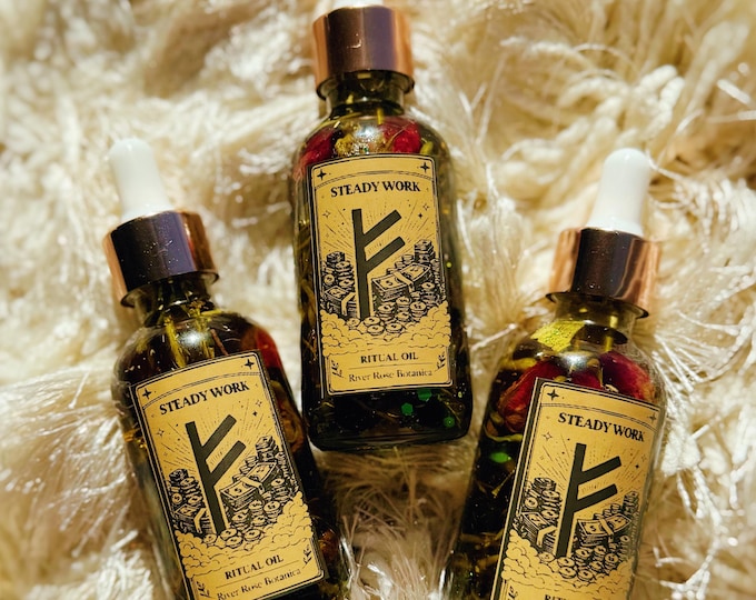 Steady Work Ritual Oil 2oz | Stable Income, Employment & Consistent Success | Job Security, Career Stability Oil, Luck, Succession Oil, 60mL