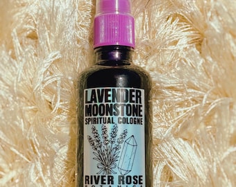 Perfume espiritual en spray de lavanda y piedra lunar de 59 ml / Velo ocular psíquico y escudo para el estado onírico / Protección del aura / Antiestrés + bloqueador de la negatividad