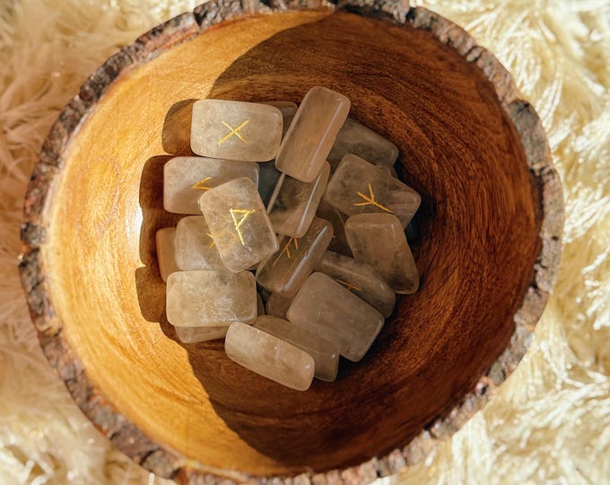 Smoky Quartz 25 Piece Rune Set | Grounding & Protection Runes | Divination, Stability, Energy Clearing | Spiritual Tool, Depression, Anxiety