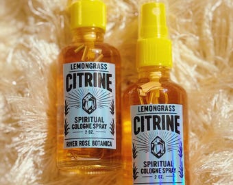 Perfume espiritual en spray de citrino y hierba limón (60 ml) / Atrae la prosperidad / Nuevo hogar / Éxito profesional / Elimina bloqueos económicos / 60 ml
