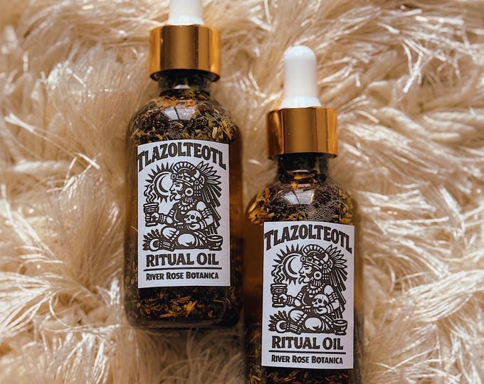 Tlazolteotl Ritual Oil 2oz | Cleansing, Shadow Work, Sexual Healing & Confession Goddess | Forgiveness Spell Oil | Purification Oil | 60mL
