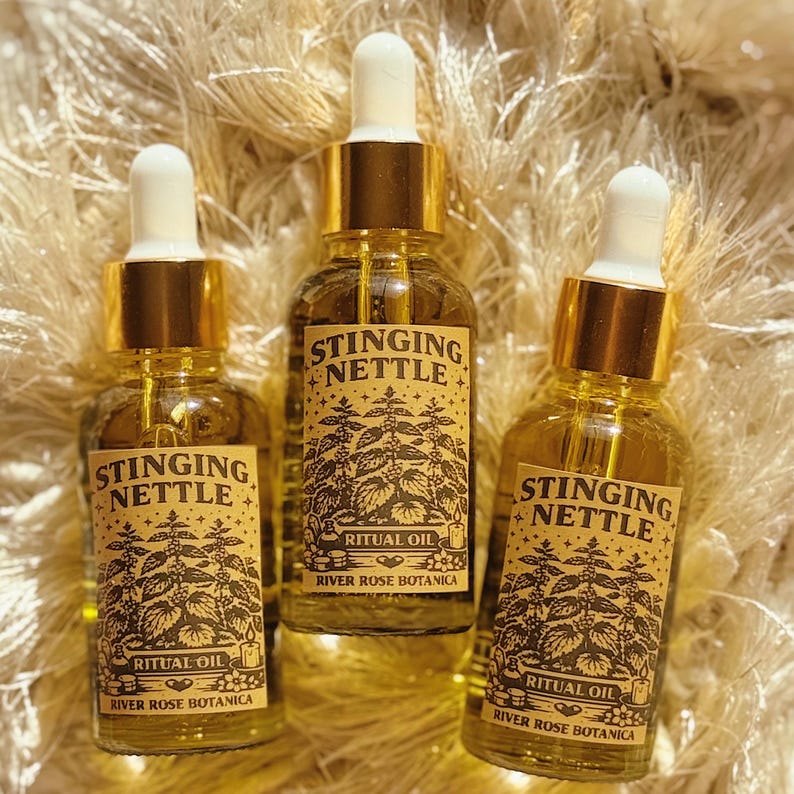 Stinging Nettle Ritual Oil 1oz | Organic Nettle | Defense Spell | Protection, Boundaries & Strength | Energy Clearing | Unscented 30mL image 1