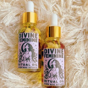 Göttlich-weibliches Ritualöl 1oz | Rosenquarz + Granat | Göttin Energie, Magnetismus, Schönheit Evil Eye Ward, Intuition | 30ml
