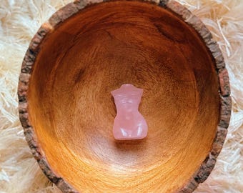Hand-Carved ROSE QUARTZ GODDESS (4cm Crystal Figure), Pocket Crystal, Love, Self-Love, Bewitching, Glamour, Pocket Statue