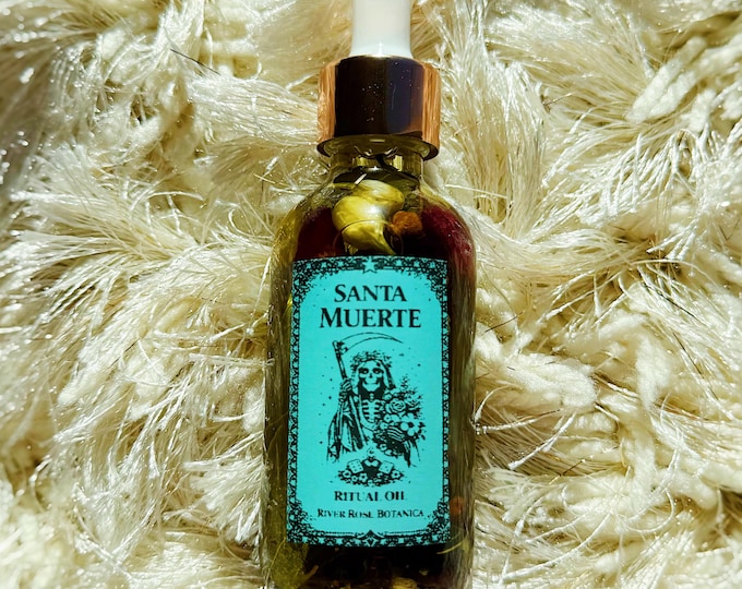 Santa Muerte Azul Ritual Oil 2oz | Blue Santa Muerte | Peace, Emotional Healing, Communication, Spiritual Balance 60mL