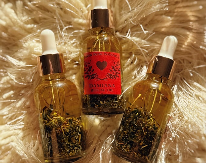 Damiana Ritual Oil 0.5oz | Passion & Desire Oil | Confidence, Attraction, Creativity | Handcrafted Spiritual Oil 15mL