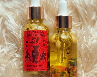 Carnelian Confidence Ritual Oil 1oz | Fire Courage + Influence | Unstoppable Carnelian Energy + Motivation | Sacral Chakra Power | 30mL