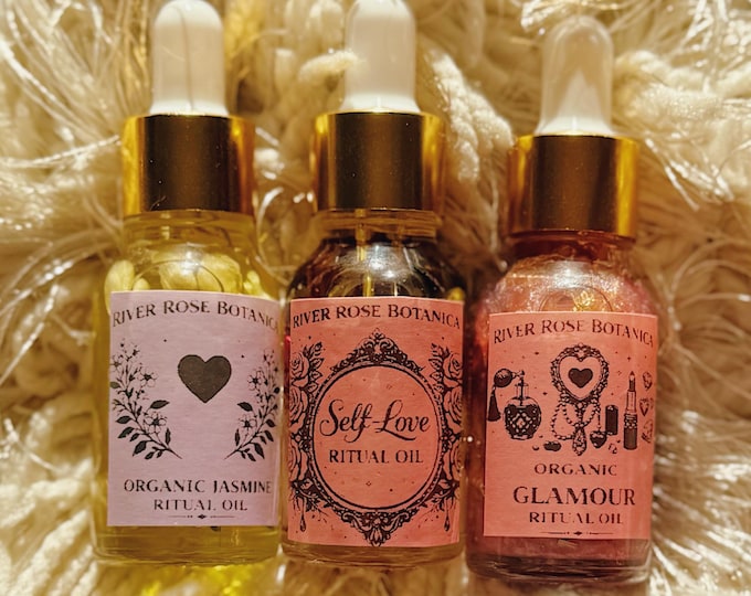 Self-Love Ritual Oil Trio .5oz Set | Me Time Spell | Jasmine, Glamour & Self-Love | Confidence, Beauty, Emotional Healing