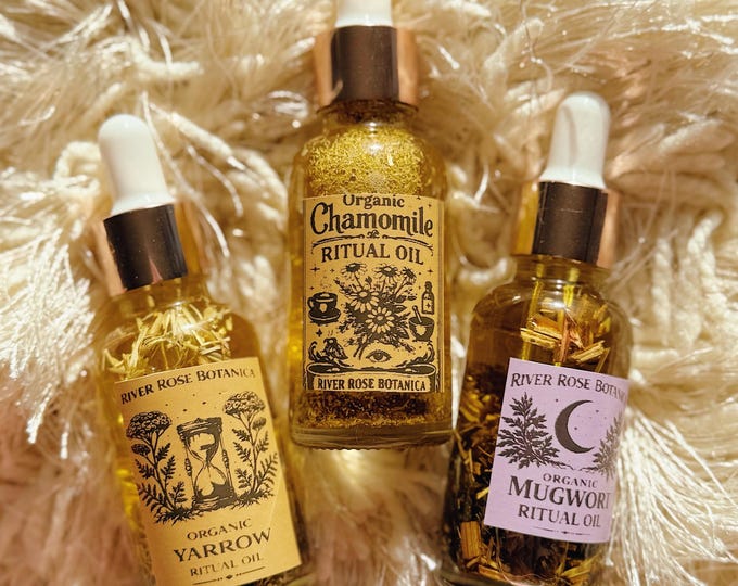 Dream + Intuition Ritual Oil Trio 1 oz Each | Chamomile, Mugwort | Yarrow | Sleep, Psychic | Spiritual Healing Set 30mL